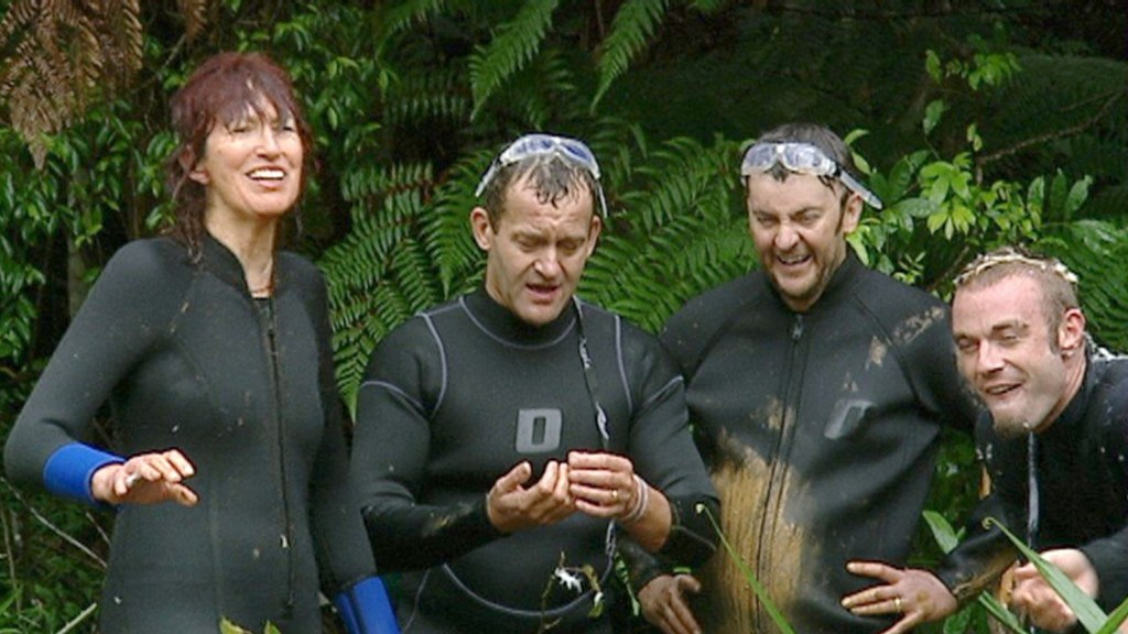 Janet Street Porter with Paul Burrell, Joe Pasquale and Fran Cosgrove on I'm A Celebrity 