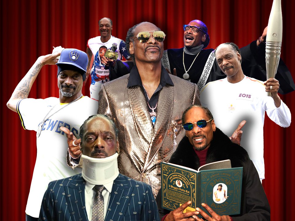 Multiple images of Snoop Dogg during his 'side quests'