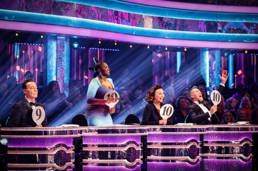 Craig Revel Horwood, Motsi Mabuse, Shirley Ballas, and Anton Du Beke judging on Strictly Come Dancing