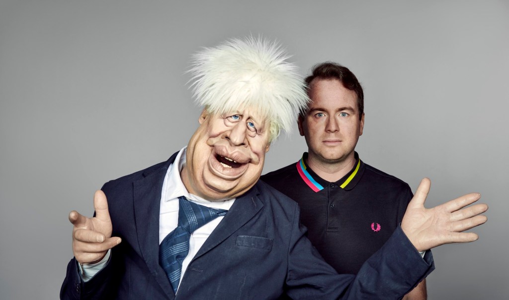 Matt Forde and Boris Johnson Spitting Image character 