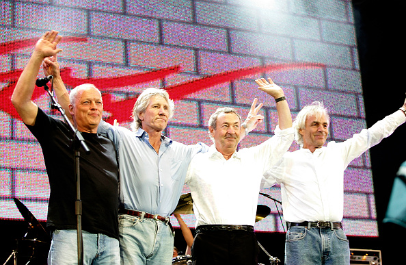 (L to R) David Gilmour, Roger Waters, Nick Mason and Rick Wright perform on stage