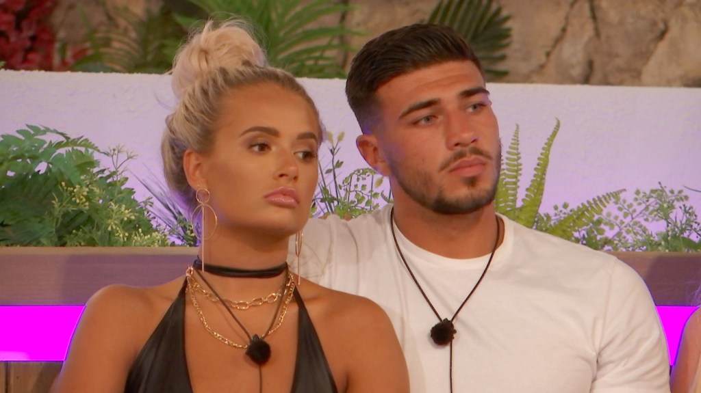 Molly-Mae Hague and Tommy Fury looking serious on Love Island