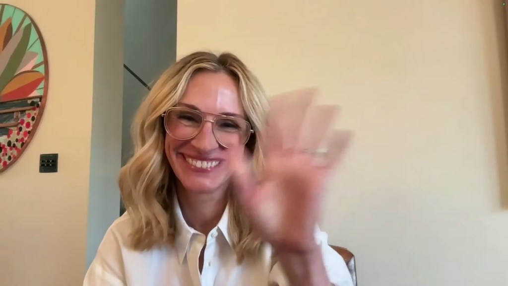 Julia Roberts waving on video camera 