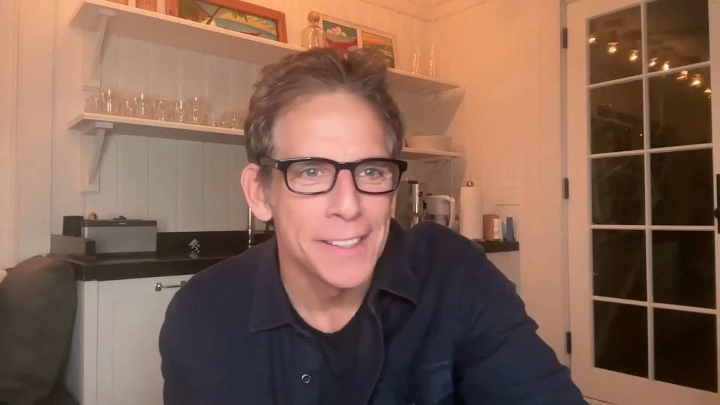 Ben Stiller on video call wearing glasses 