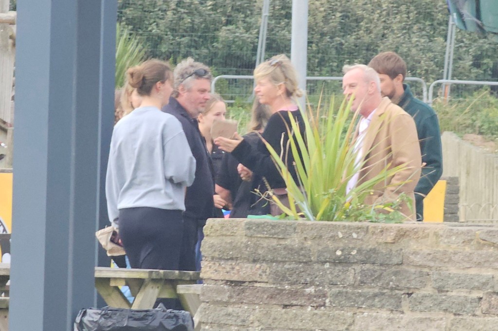 Zoe Ball spotted with a group of people including ex-husband at a café in Hove 