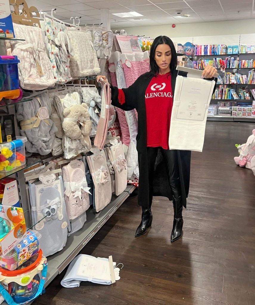 Katie Price snapped in TK Maxx looking at baby clothes